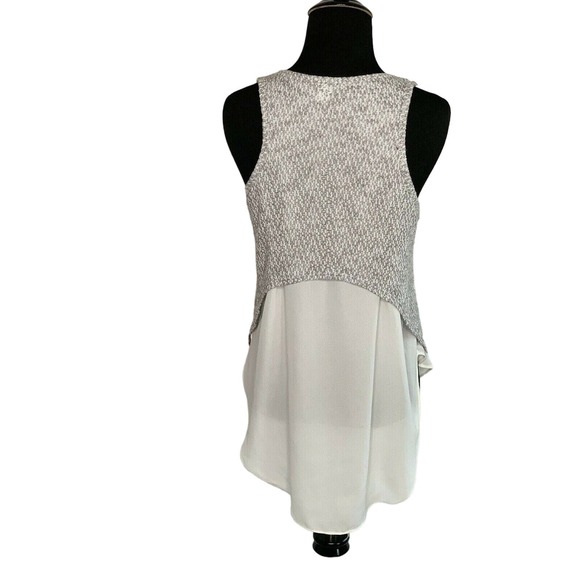 BAR III Gray White Layered Look Knit Tank Top XS - Picture 2 of 6